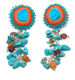Hand Beaded Sleeping Beauty Turquoise Detachable Dangle Earrings