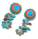 Hand Beaded Sleeping Beauty Turquoise Detachable Dangle Earrings