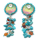Hand Beaded Sleeping Beauty Turquoise Detachable Dangle Earrings