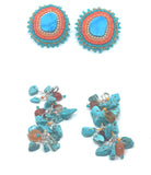 Hand Beaded Sleeping Beauty Turquoise Detachable Dangle Earrings