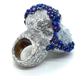 Raw Celstite Cluster Sparkle Bling Statement Ring sz 11