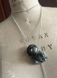 BLOWOUT Jasper & Garnet Drop Lariat Snake Silver Glitter Necklace