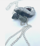 BLOWOUT Jasper & Garnet Drop Lariat Snake Silver Glitter Necklace