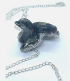 BLOWOUT Jasper & Garnet Drop Lariat Snake Silver Glitter Necklace