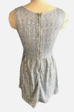 Vintage Silver Sequin Pleated Skirt Dress Sz M