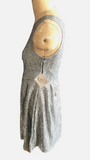 Vintage Silver Sequin Pleated Skirt Dress Sz M