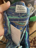 Silk Dress Caftan Resort Wear Boho Hippie Ethnic Maxi Paisley Blue Green M/L