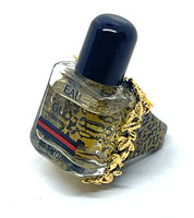 Vintage Gucci Perfume Bottle Leopard Print and Bee Charm Embellished Ring sz 7