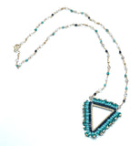 Hand Beaded Triangle Necklace with Handmade Beaded Rosary Style Chain