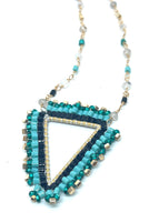 Hand Beaded Triangle Necklace with Handmade Beaded Rosary Style Chain