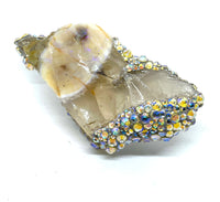 Spectacular Raw Ethiopian Opal Sparkle Double Finger Ring sz 8- 8.5