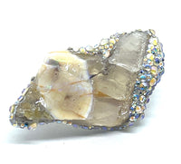 Spectacular Raw Ethiopian Opal Sparkle Double Finger Ring sz 8- 8.5