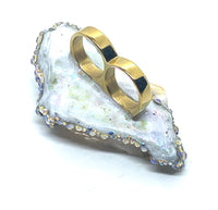 Spectacular Raw Ethiopian Opal Sparkle Double Finger Ring sz 8- 8.5