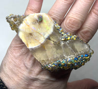 Spectacular Raw Ethiopian Opal Sparkle Double Finger Ring sz 8- 8.5