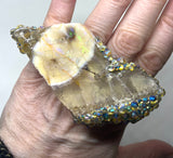 Spectacular Raw Ethiopian Opal Sparkle Double Finger Ring sz 8- 8.5