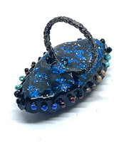 Marquis Brilliant Druzy Ring with Hand Beaded Accents on Dainty Band