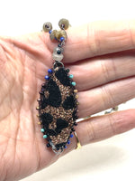 Hand Beaded Marquis Druzy Labradorite Necklace with Detachable Lapis Dangle