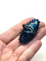 Marquis Brilliant Druzy Ring with Hand Beaded Accents on Dainty Band