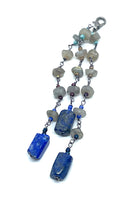 Hand Beaded Marquis Druzy Labradorite Necklace with Detachable Lapis Dangle
