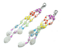 Hand Beaded Druzy Rainbow Detachable Moonstone Dangle Earrings