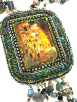 Hand Beaded Multistone Modular Klimt "The KIss" Statement Necklace