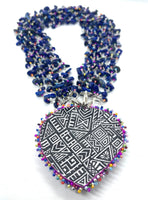 Hand Beaded Modular Lapis and Aqua Jasper Statement Necklace