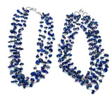 Hand Beaded Modular Lapis and Aqua Jasper Statement Necklace