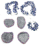 Hand Beaded Modular Lapis and Aqua Jasper Statement Necklace