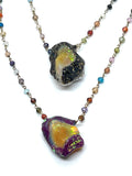 Crazy Fire Two Sided Opal on Multicolor Rosary Chain