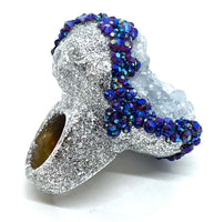Raw Celstite Cluster Sparkle Bling Statement Ring sz 11