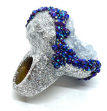 Raw Celstite Cluster Sparkle Bling Statement Ring sz 11