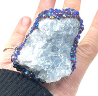Raw Celstite Cluster Sparkle Bling Statement Ring sz 11