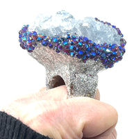 Raw Celstite Cluster Sparkle Bling Statement Ring sz 11