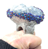 Raw Celstite Cluster Sparkle Bling Statement Ring sz 11