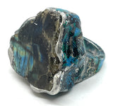 Oversized Labradorite Slab Snake Skin Statement Ring size 9