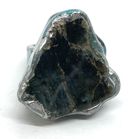 Oversized Labradorite Slab Snake Skin Statement Ring size 9
