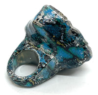 Oversized Labradorite Slab Snake Skin Statement Ring size 9