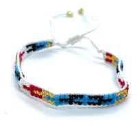Adjustable Tribal Beaded Cuff Bracelet in White Multi