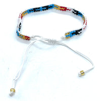 Adjustable Tribal Beaded Cuff Bracelet in White Multi