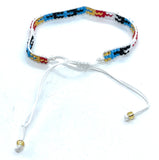 Adjustable Tribal Beaded Cuff Bracelet in White Multi