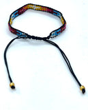 Adjustable Tribal Beaded Cuff Bracelet in Black & Red Multi