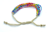 Adjustable Multilayered Rainbow Beaded Cuff Bracelet