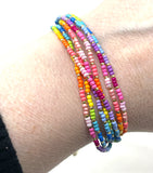 Adjustable Multilayered Rainbow Beaded Cuff Bracelet