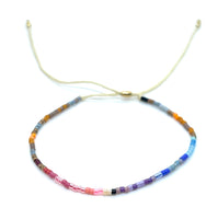 Adjustable Stackable Dainty Beaded Cuff Bracelet in Rainbow #2