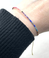 Adjustable Stackable Dainty Beaded Cuff Bracelet in Rainbow #2