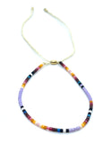 Adjustable Stackable Dainty Beaded Cuff Bracelet in Purple Combo