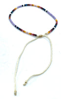 Adjustable Stackable Dainty Beaded Cuff Bracelet in Purple Combo