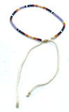 Adjustable Stackable Dainty Beaded Cuff Bracelet in Purple Combo