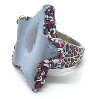 Lucky Star Bling Agate Sparkle Ring in Red Combo sz 12