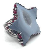Lucky Star Bling Agate Sparkle Ring in Red Combo sz 12
